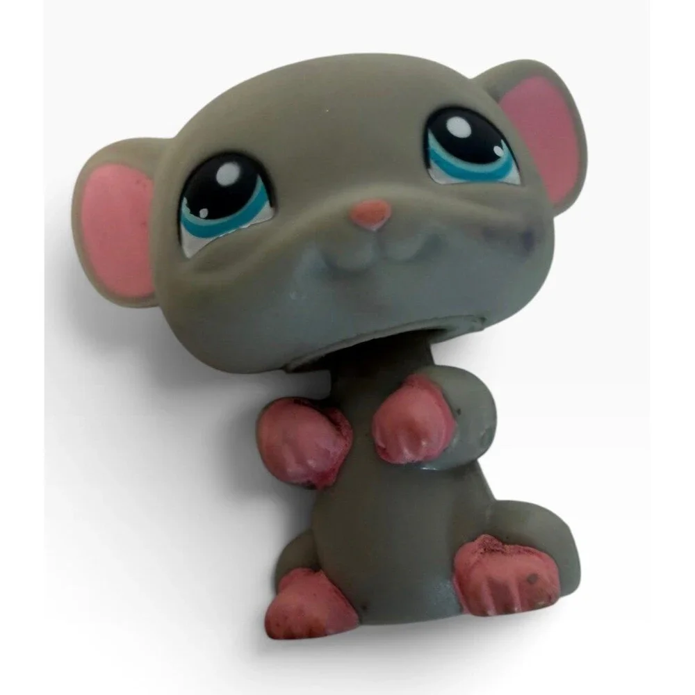 Littlest Pet Shop No. 80 Gray Mouse w/ Pink Ears & Blue Eyes Hasbro 2006